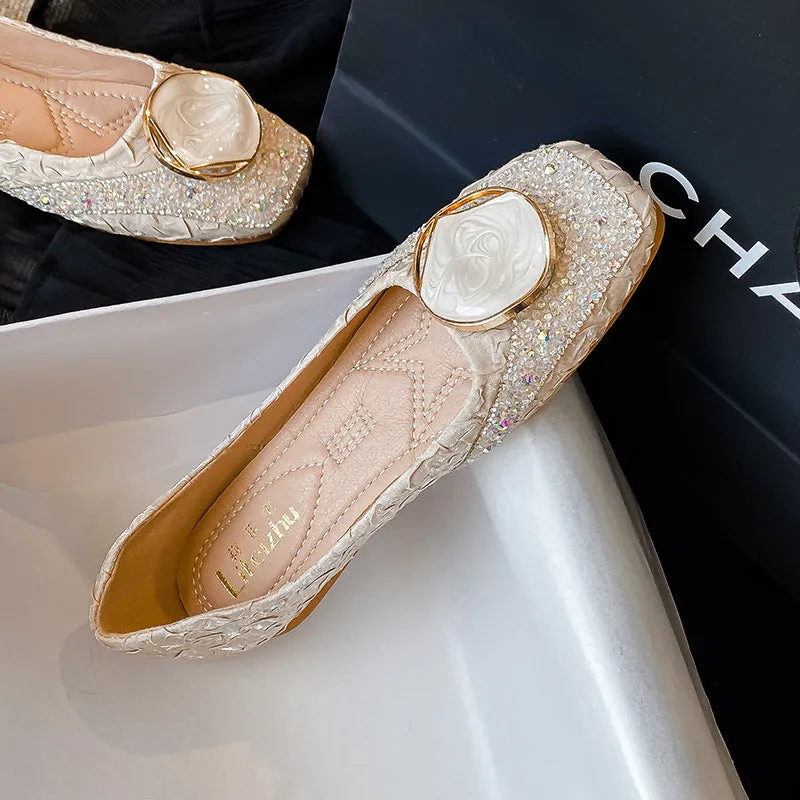 One Foot Pedal Boat Shoelace Diamond Women's Single Shoes