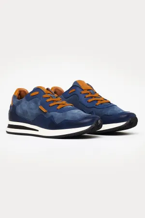 Oxford Leather Trainers in Blue/Tan