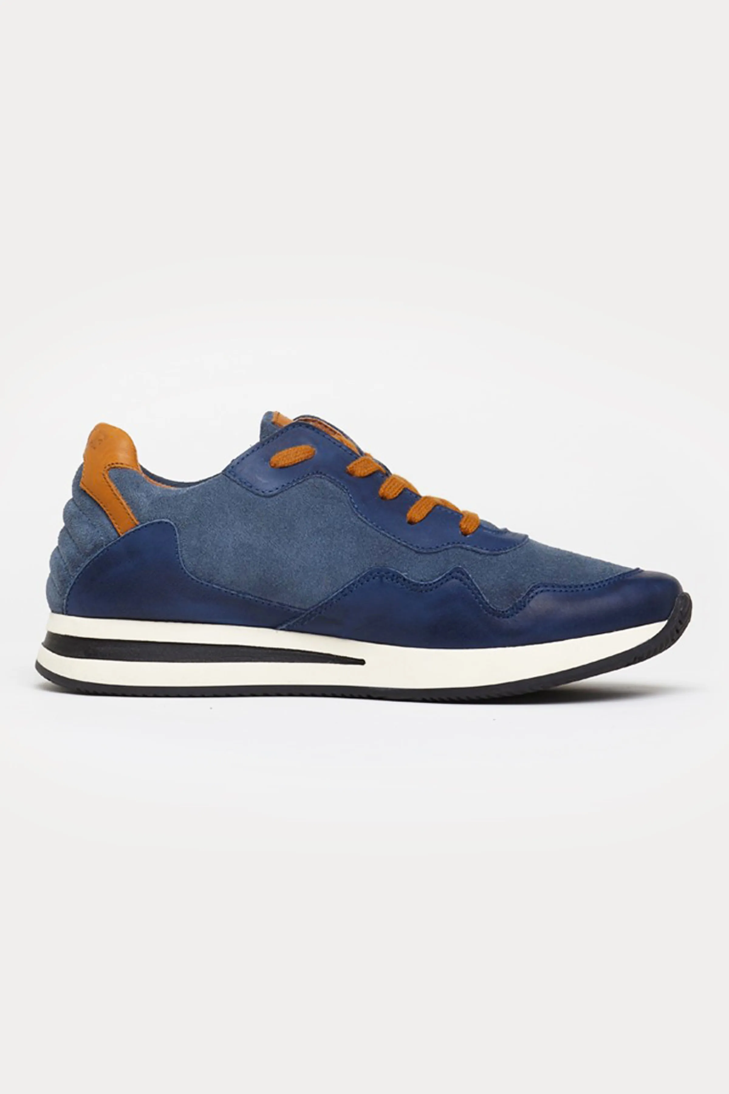 Oxford Leather Trainers in Blue/Tan