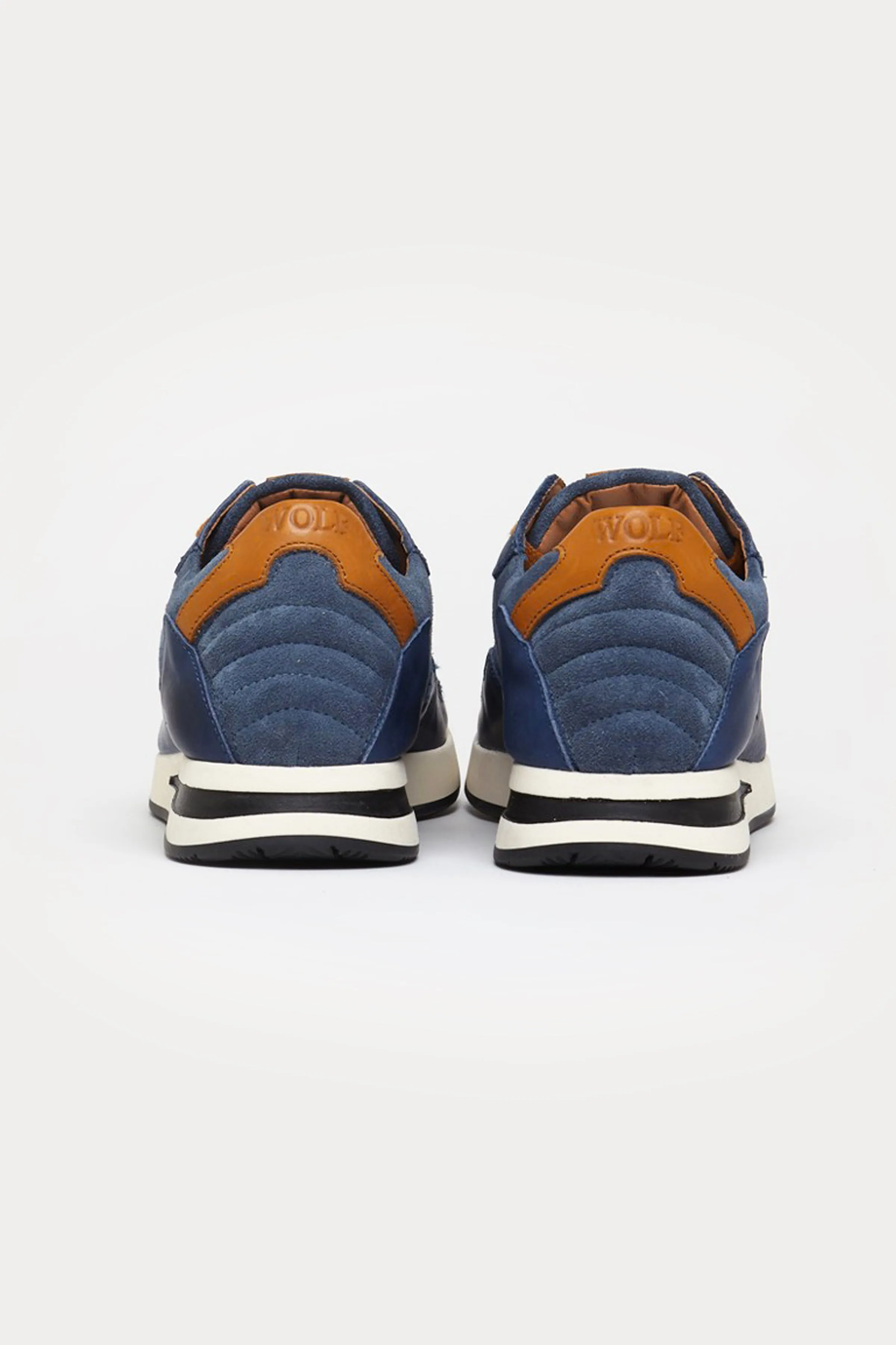 Oxford Leather Trainers in Blue/Tan