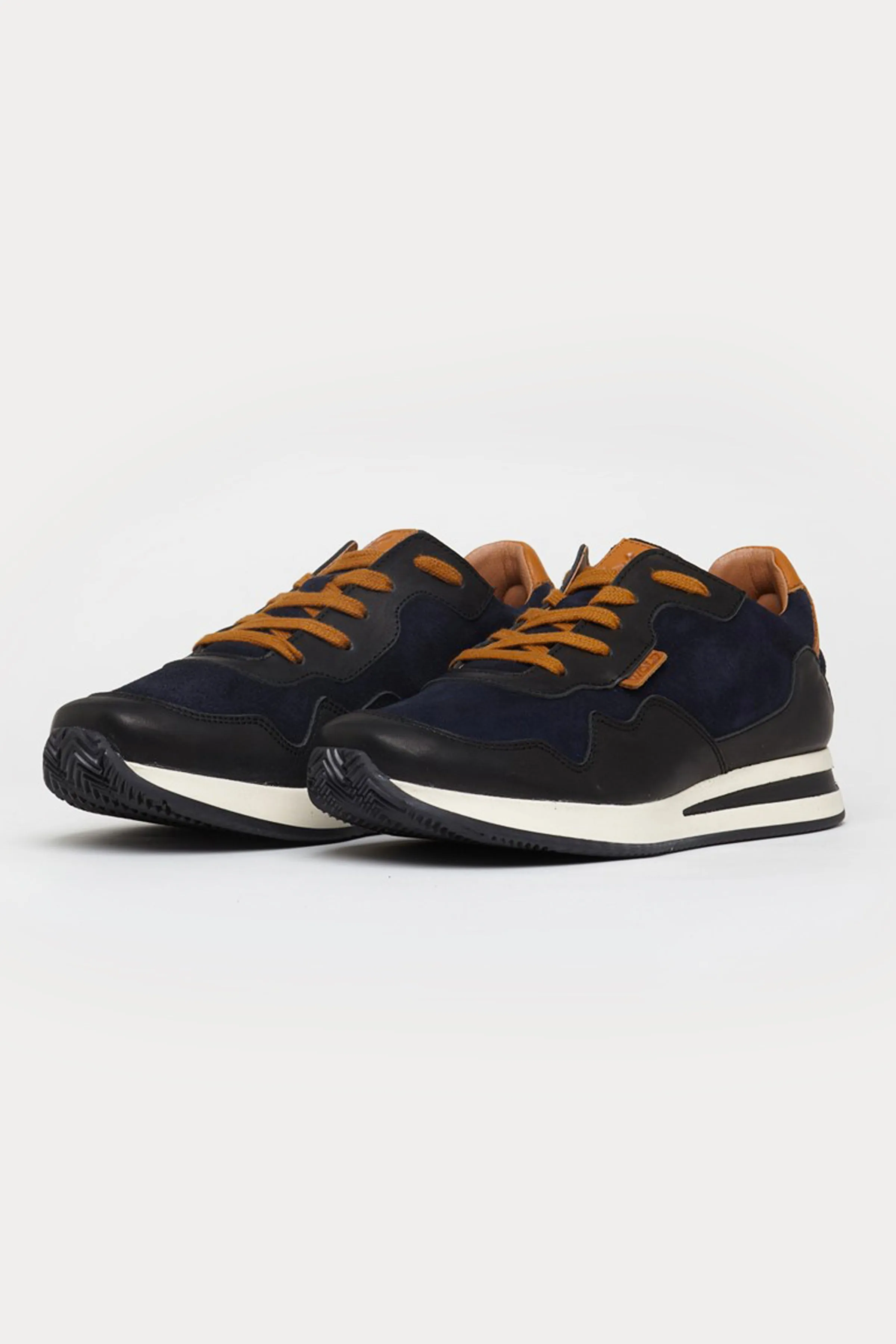 Oxford Leather Trainers in Navy