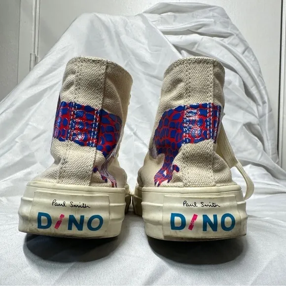 Paul Smith Kirk Ivory Dino Lace Up High Top Sneakers Big Boy Size 36 (US 4)