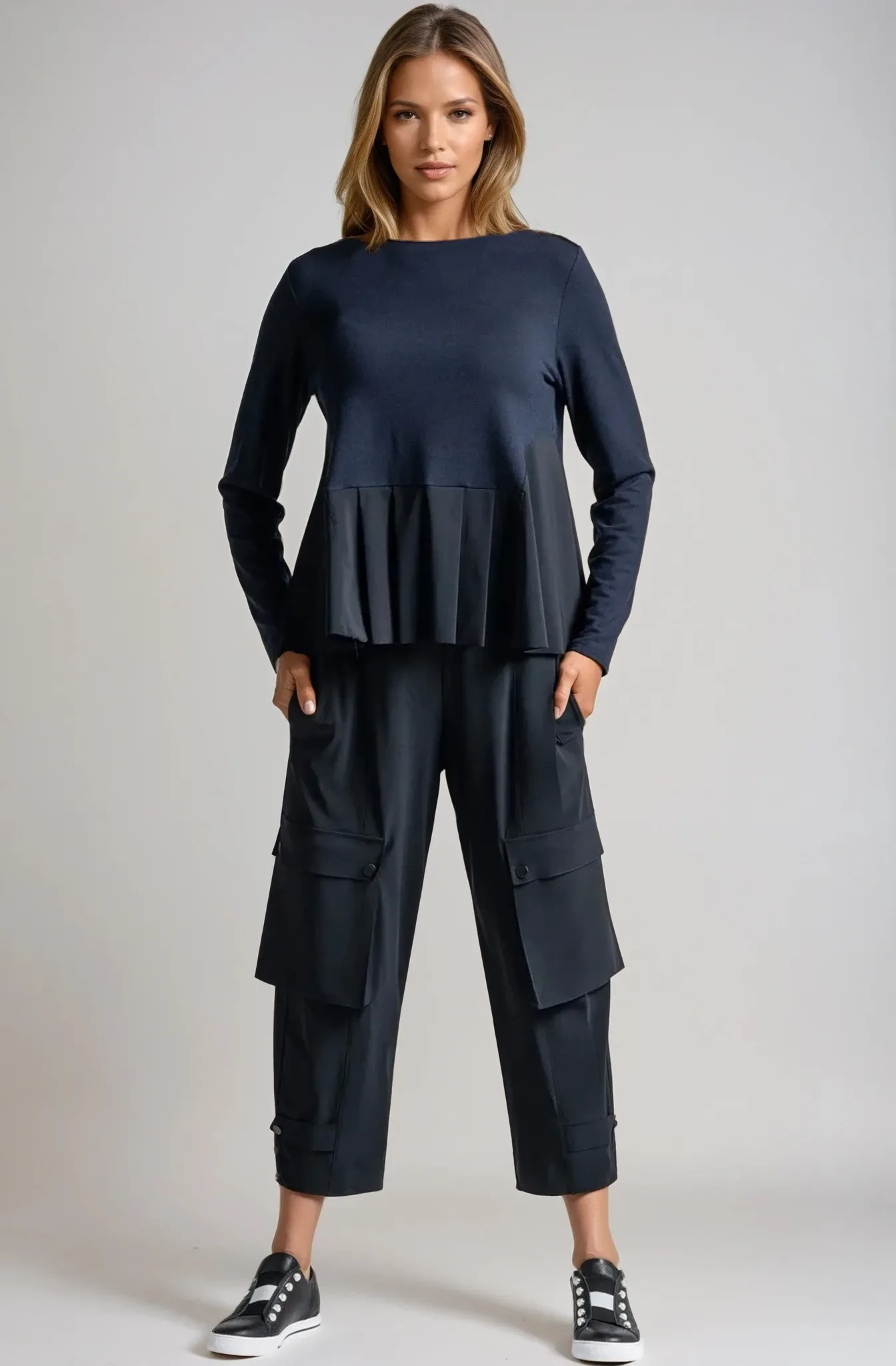 PAULA RYAN Wide Leg Kyoto Pant - Navy