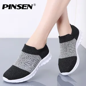 PINSEN Autumn Women shoes Breathable Casual Flats Shoes Woman Comfortable Slip-on Basket Femme Sneakers Women zapatillas mujer