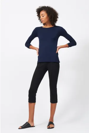 Pintuck Ponte 3/4 Pant - Black
