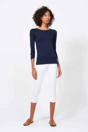 Pintuck Ponte 3/4 Pant - White