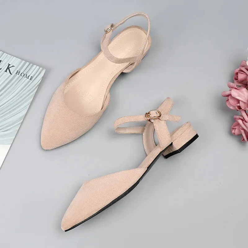 Point Toe Block Heels Slip-Ons