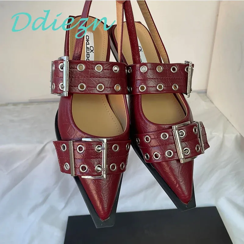 Pointed Toe Sandals - Spring Fashion Shallow Slingback Flats for Women, Big Size