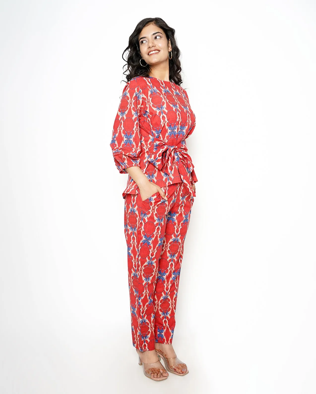 Poppy Red Printed Cotton Co-ord Set