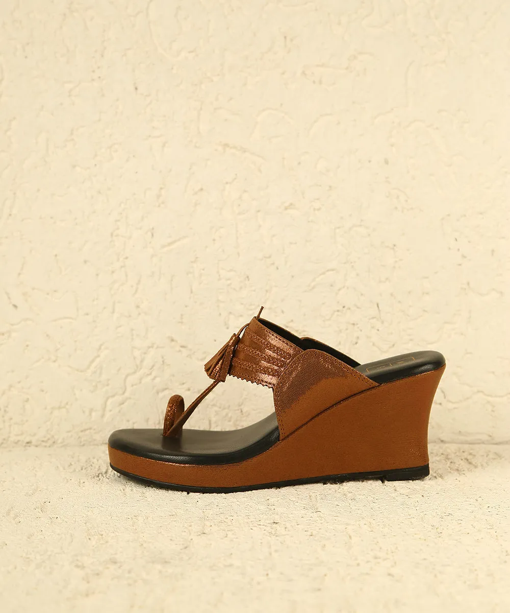 Priyanka Shimmer Antique Wedges