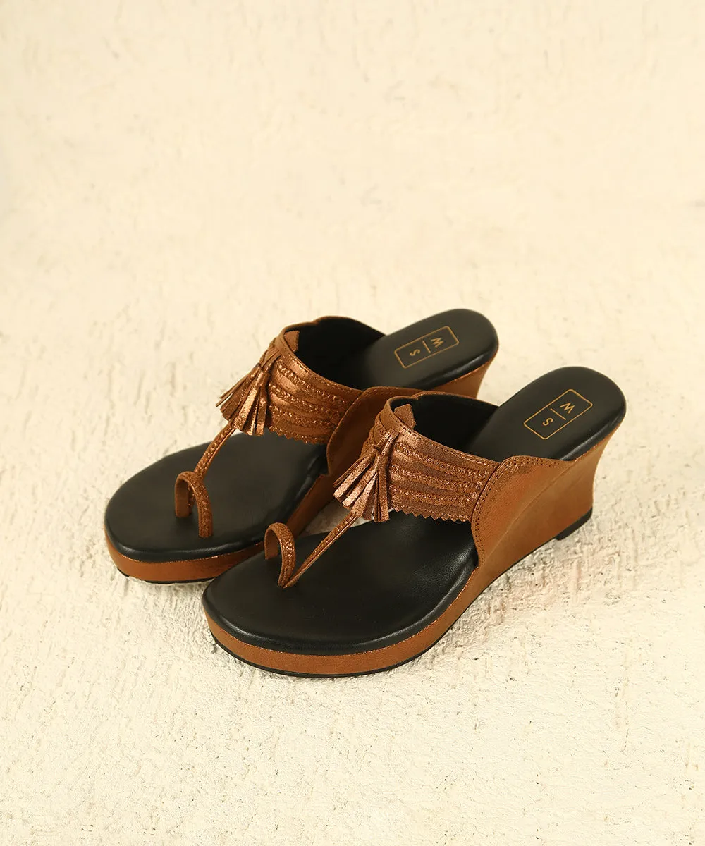 Priyanka Shimmer Antique Wedges