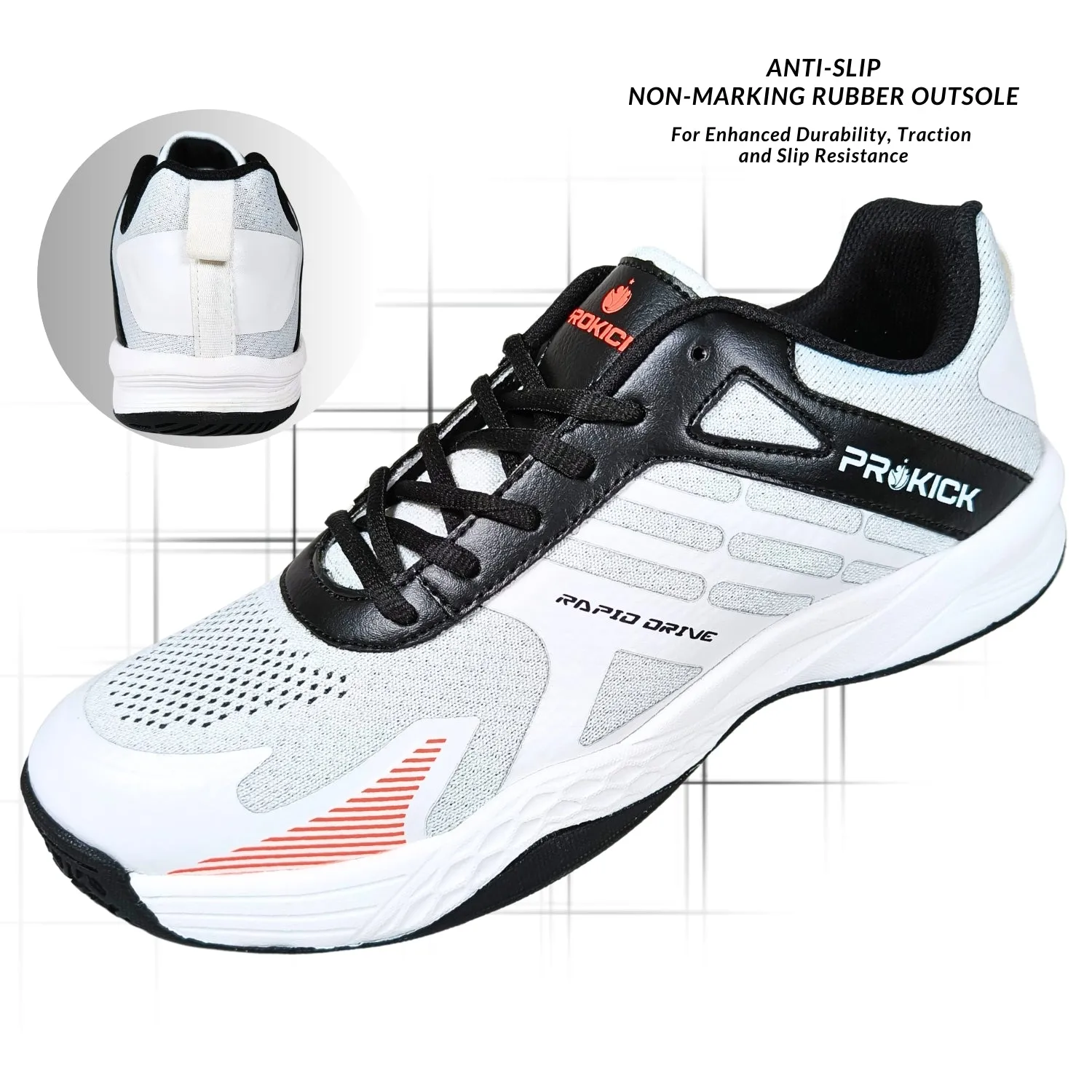 Prokick Rapid Drive Non-Marking Badminton/Court Shoes Lightweight & Comfort Badminton Shoes Best for Squash, Table Tennis, Volleyball, Basketball, Pickleball & Indoor Sports