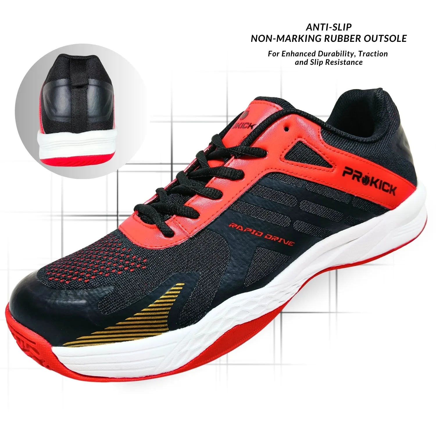 Prokick Rapid Drive Non-Marking Badminton/Court Shoes Lightweight & Comfort Badminton Shoes Best for Squash, Table Tennis, Volleyball, Basketball, Pickleball & Indoor Sports