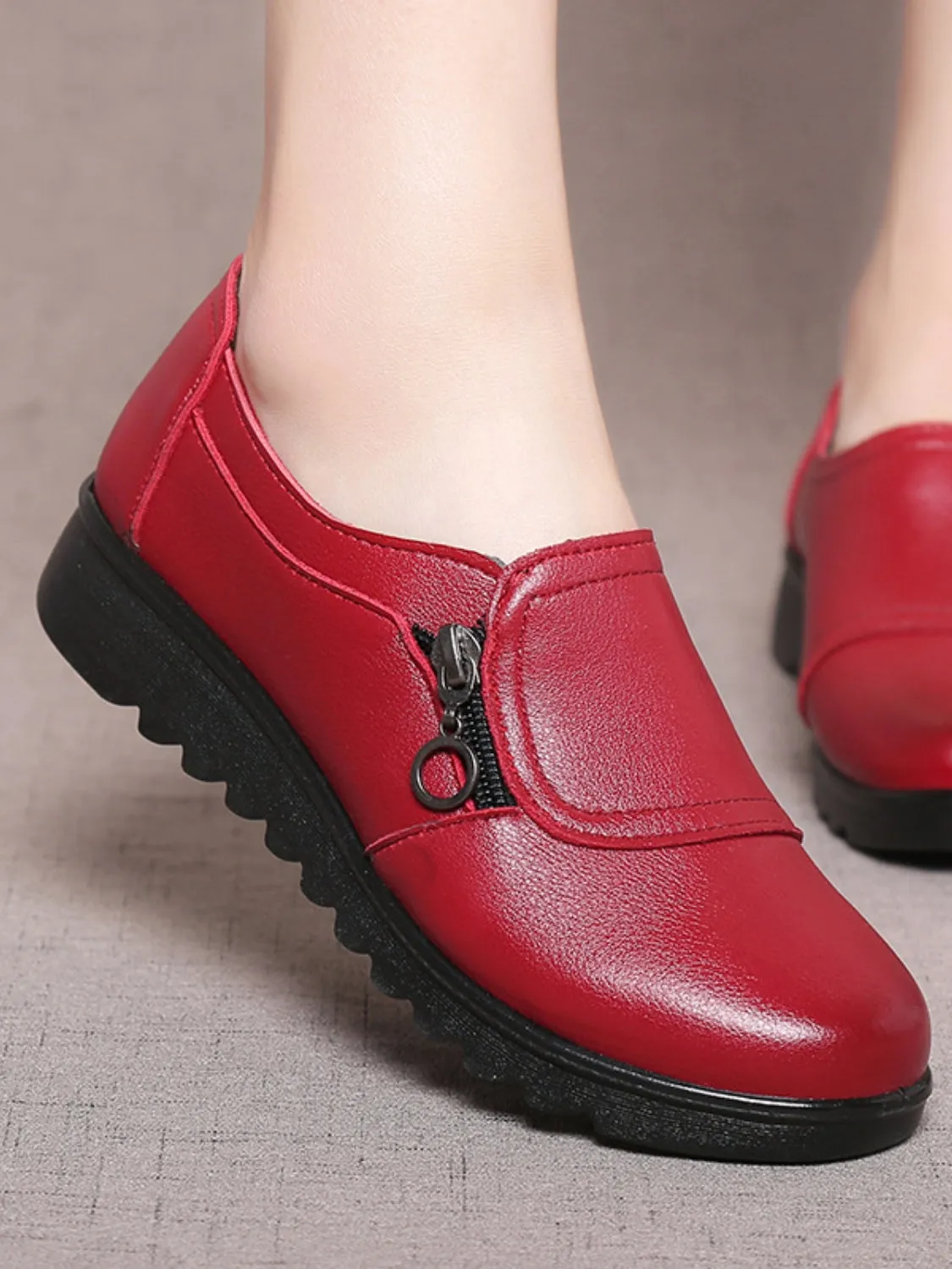 PU Leather Flats Slip-Ons