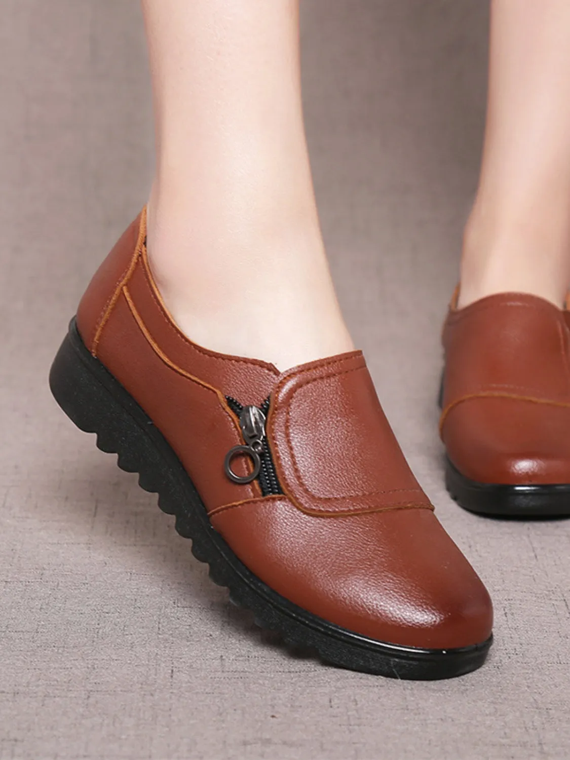 PU Leather Flats Slip-Ons