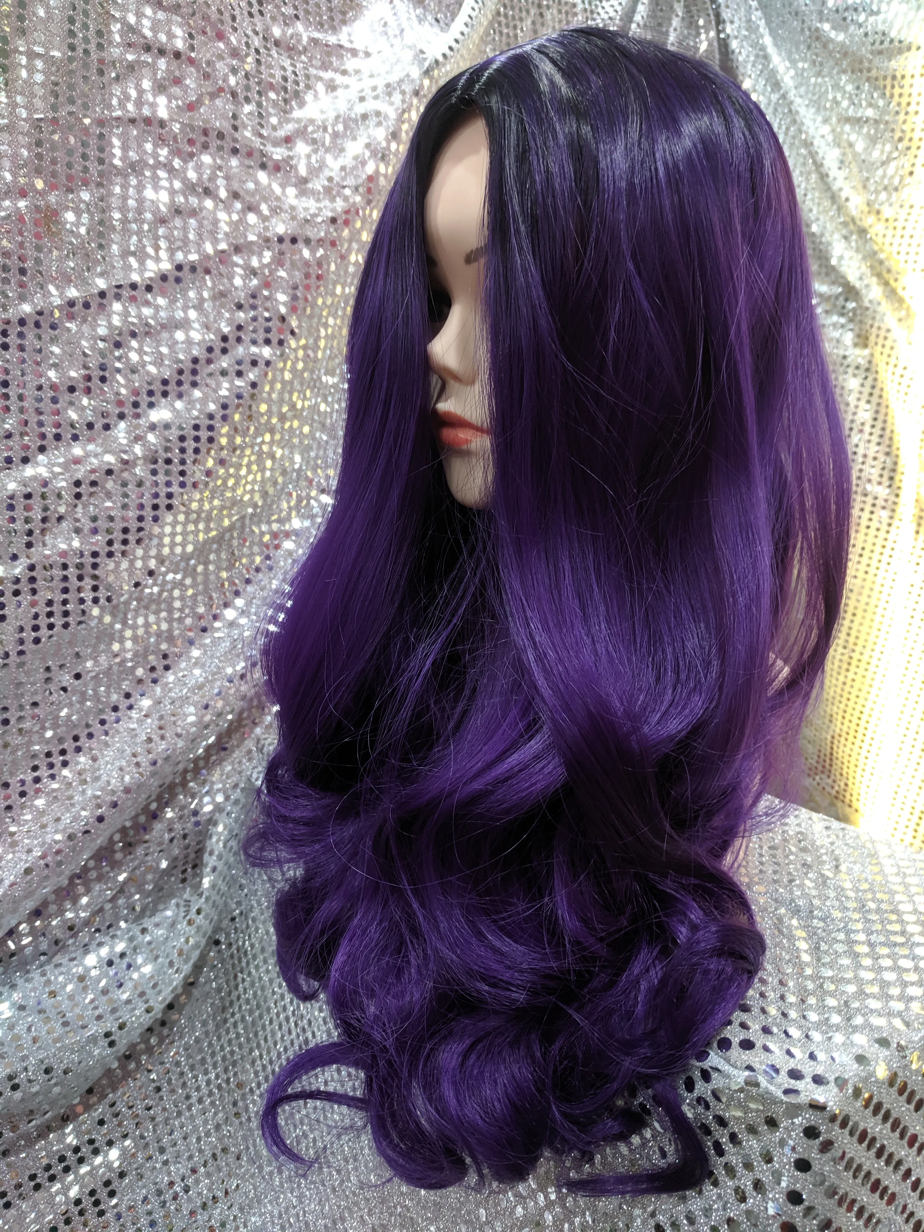 Purple Ombre 22" Wavy Heat Resistant Wig