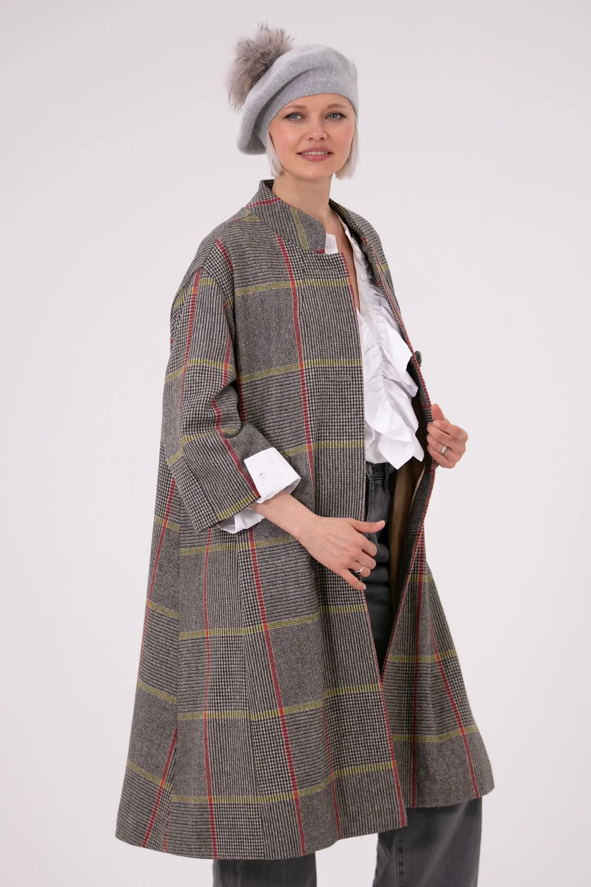 Rachel Wool Coat Yellow & Red