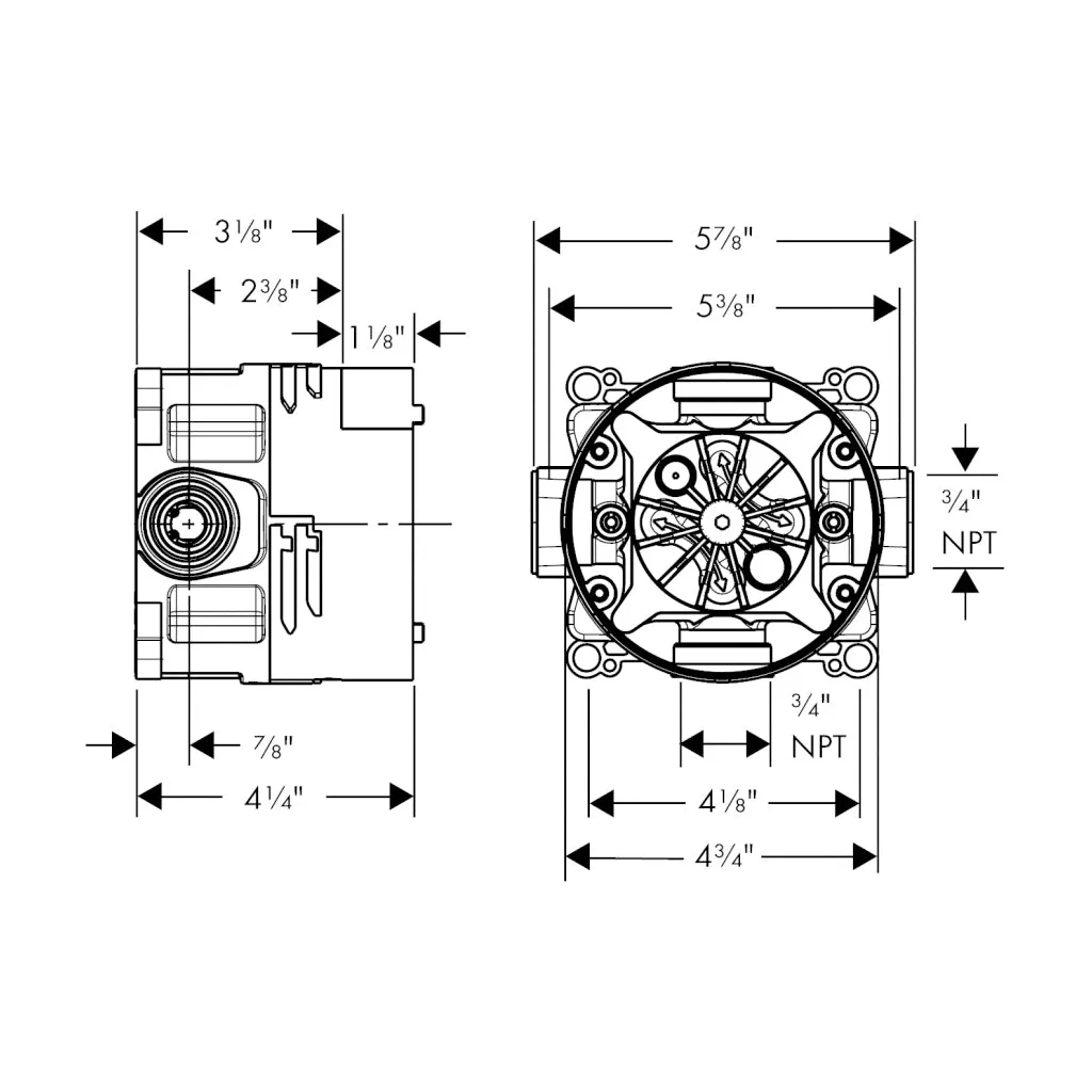 Raindance E 1-Way Thermostatic Trim Complete Shower Set - Wall Mount - 12" Brass/Matt Black