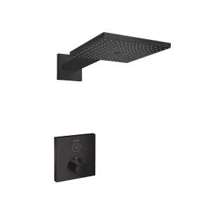 Raindance E 1-Way Thermostatic Trim Complete Shower Set - Wall Mount - 12" Brass/Matt Black