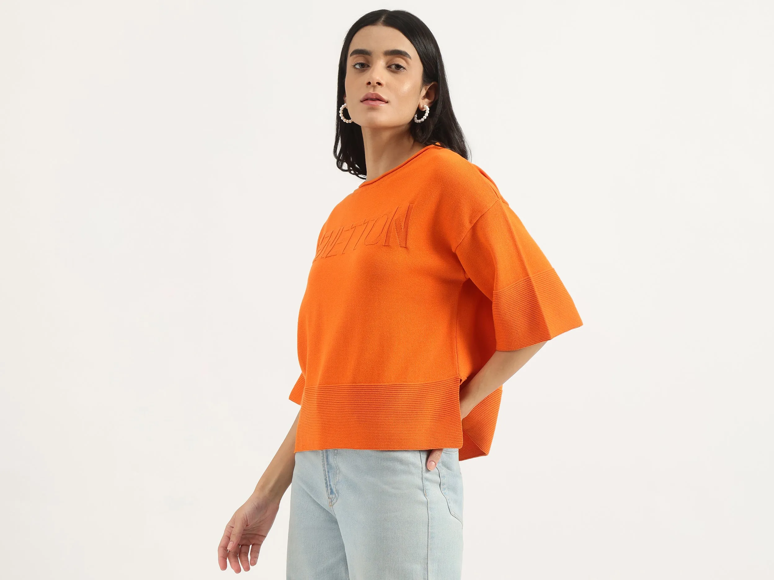 Regular Boat Neck Solid Top