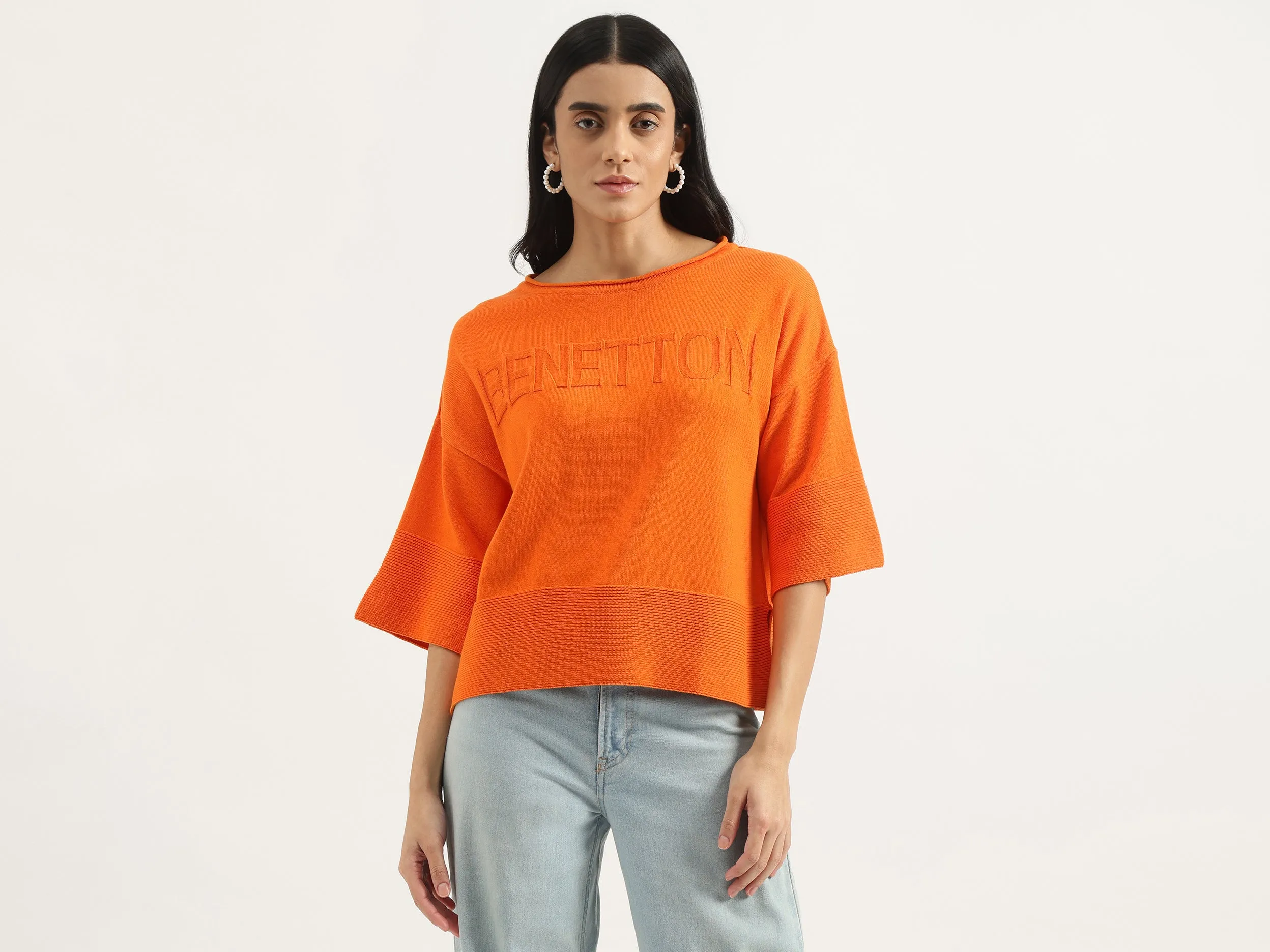 Regular Boat Neck Solid Top