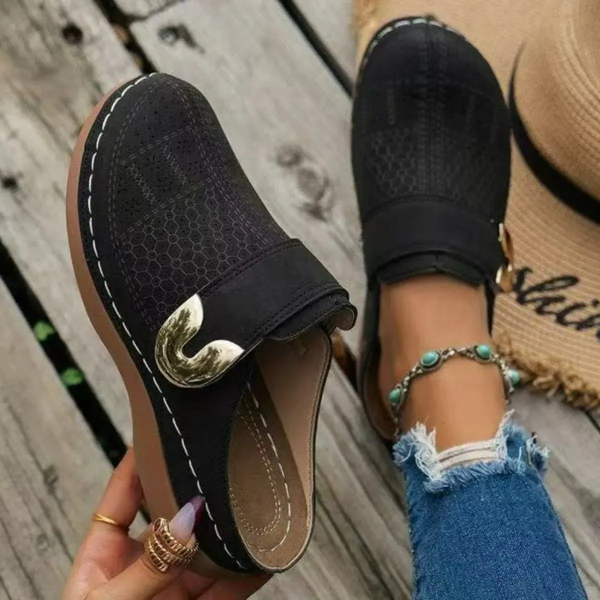 Round Toe Platform Slip-Ons