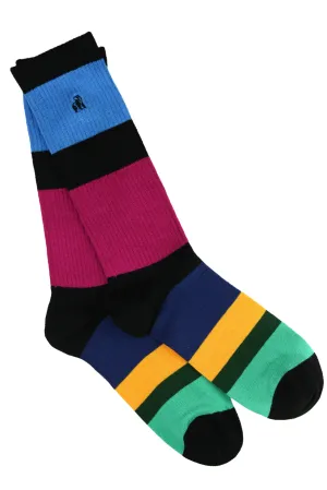 Rugby Stripe Bamboo Socks by Swole Panda, Size 7-11