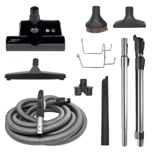 SEBO 30′ DELUXE CENTRAL VACUUM KIT WITH BLACK ET-1 POWER HEAD