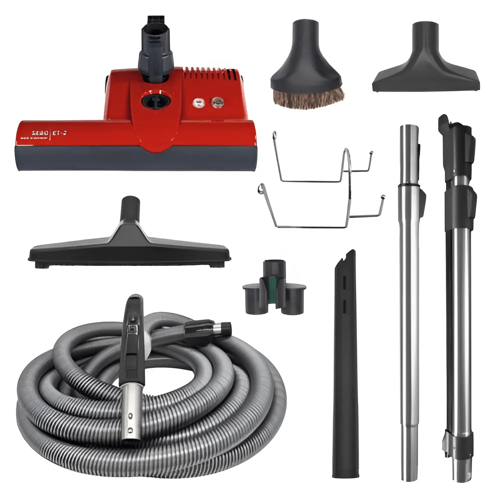 SEBO 30′ DELUXE CENTRAL VACUUM KIT WITH ET-2 POWER HEAD