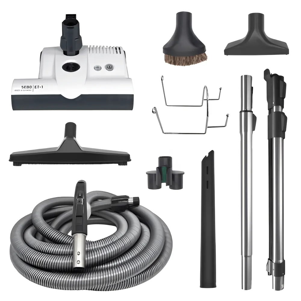 SEBO 30′ DELUXE CENTRAL VACUUM KIT WITH WHITE ET-1 POWER HEAD