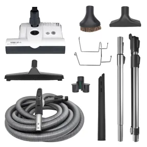 SEBO 30′ DELUXE CENTRAL VACUUM KIT WITH WHITE ET-1 POWER HEAD