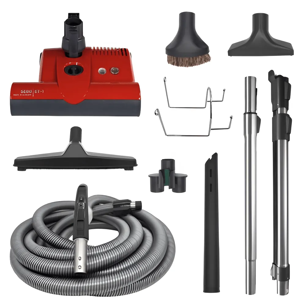 SEBO 35′ DELUXE CENTRAL VACUUM KIT WITH RED ET-1 POWER HEAD