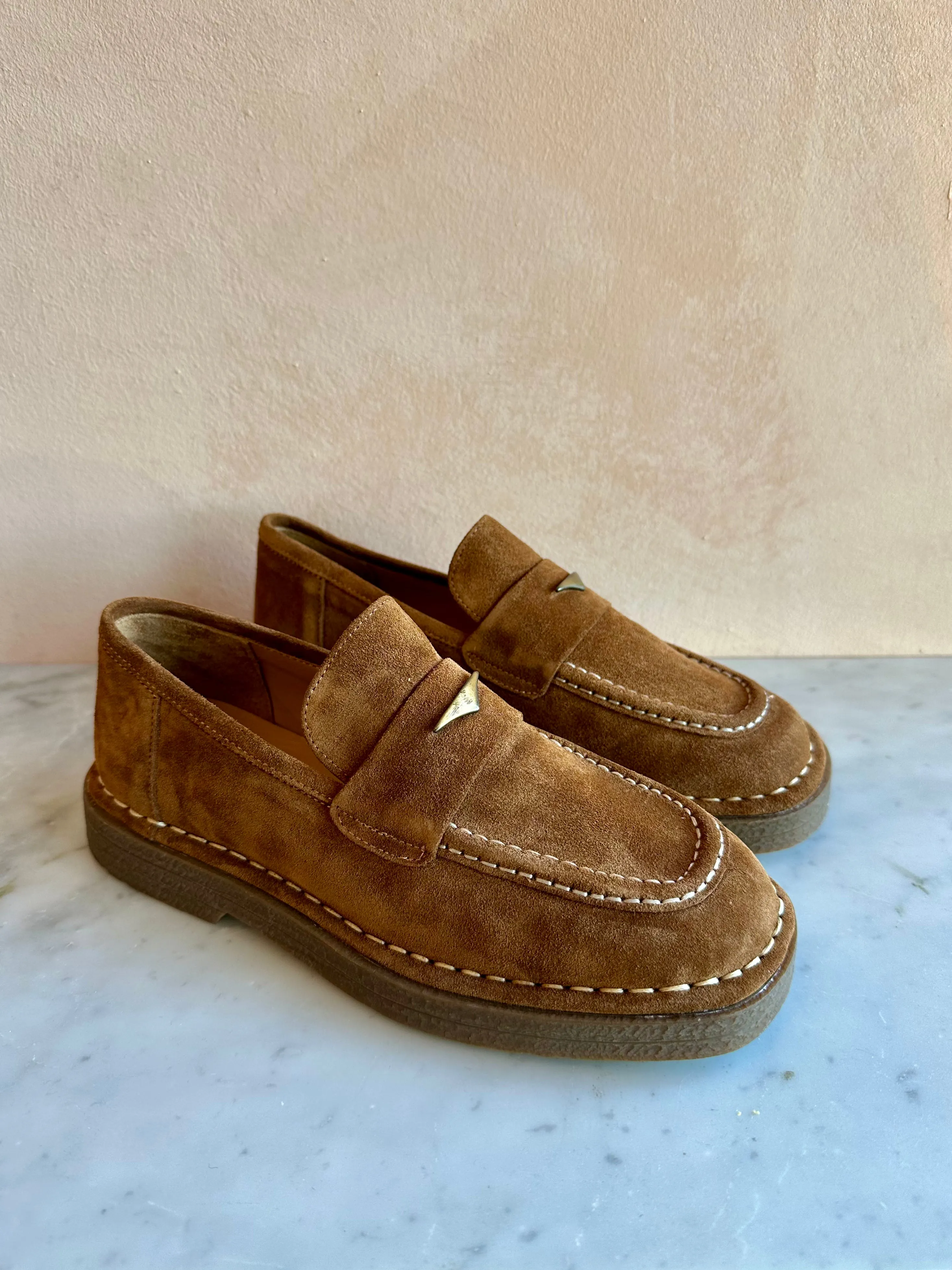 Sempre Di - Tabacco Suede Loafer