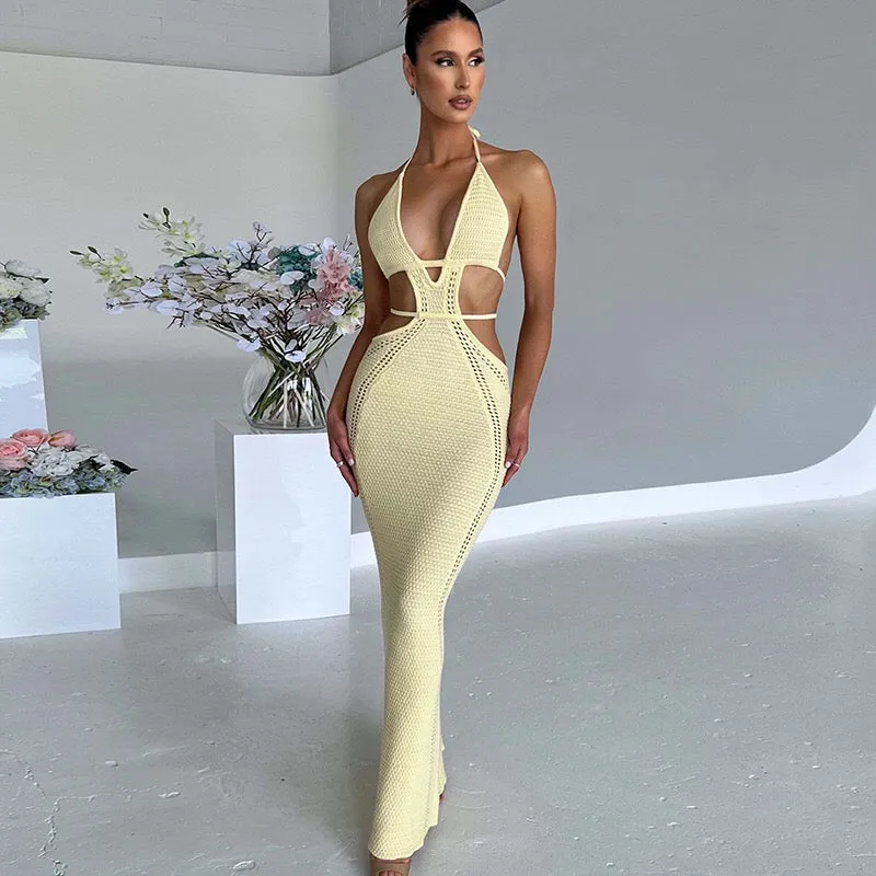 Sexy Backless Wrap Charming Chest Midi Dress