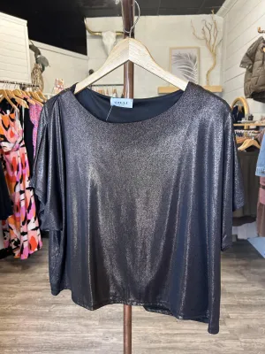Shiny Bronze Boat Neck Top