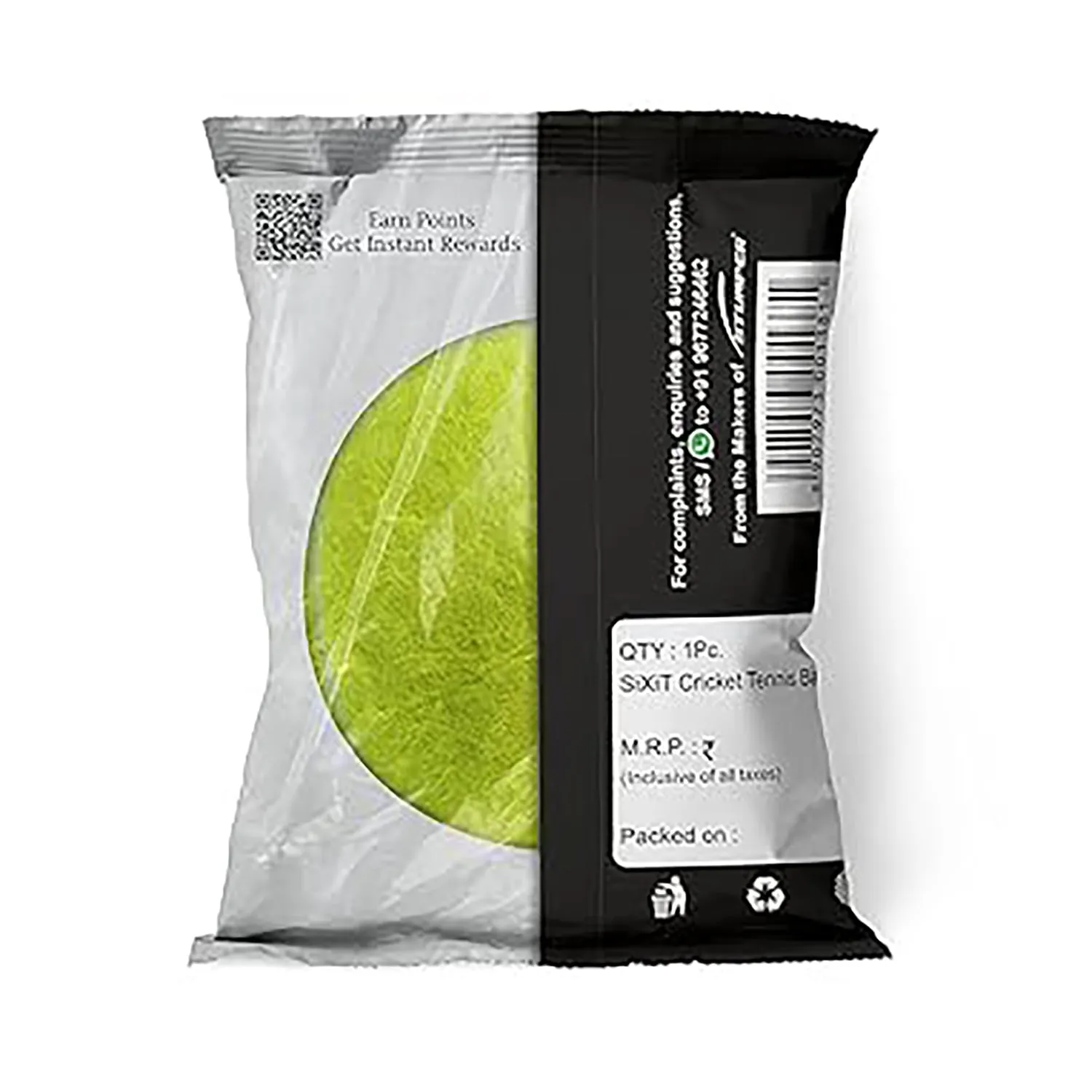 Sixit Lite Cricket Tennis Ball - Pack of 6, Green, Standard Size, Durable Rubber Material, Ideal for Practice and Casual Play