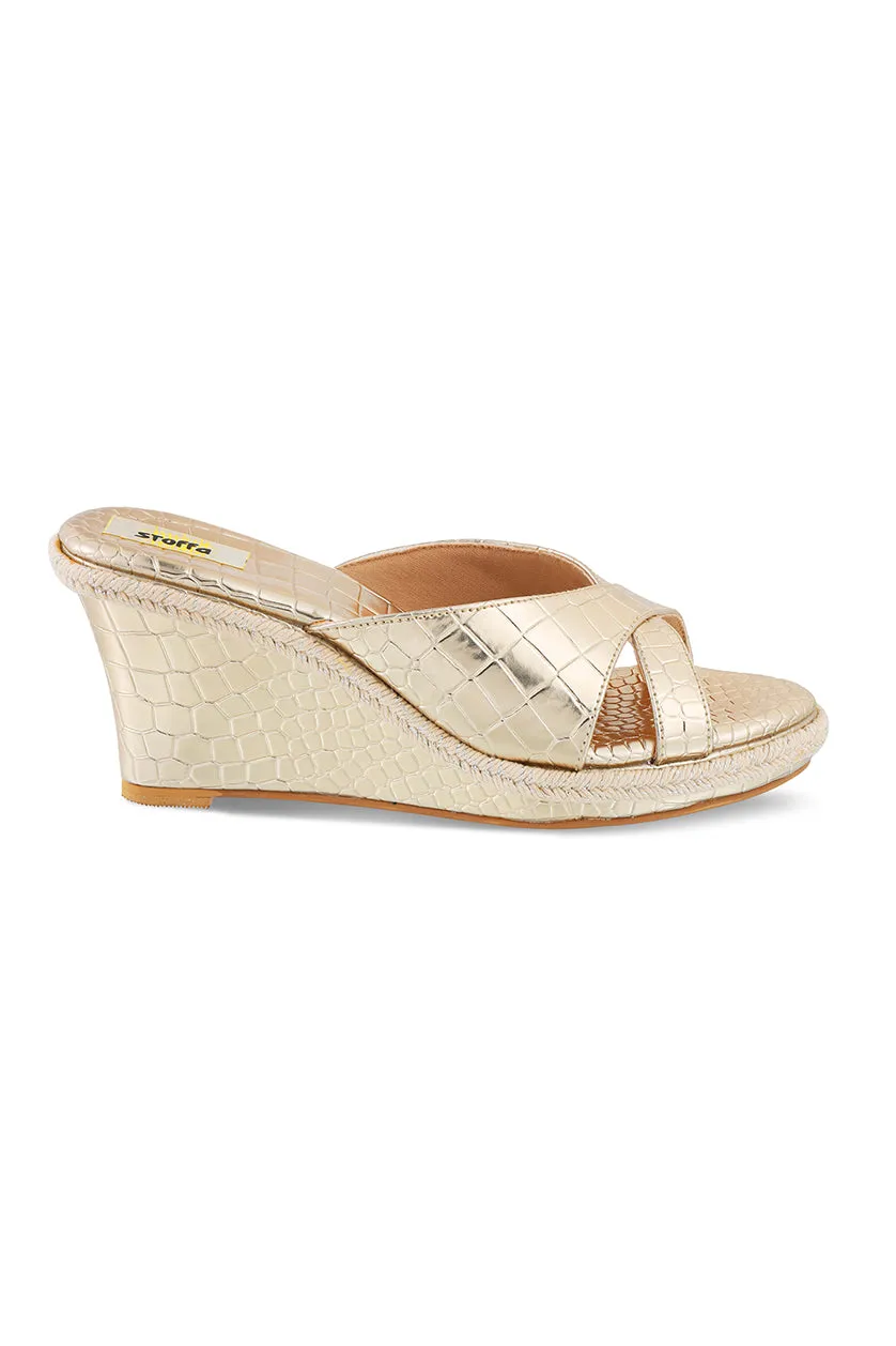 Skin Crossfront High Wedge Gold