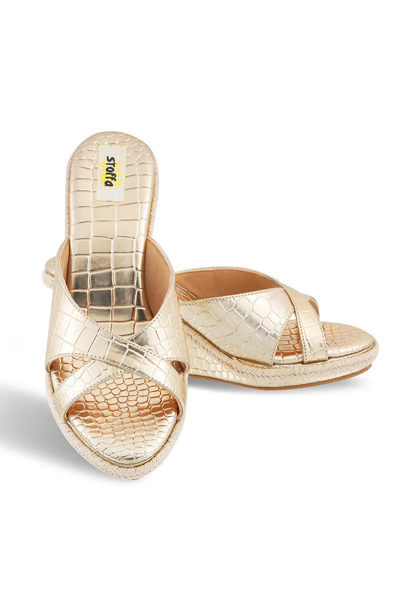 Skin Crossfront High Wedge Gold