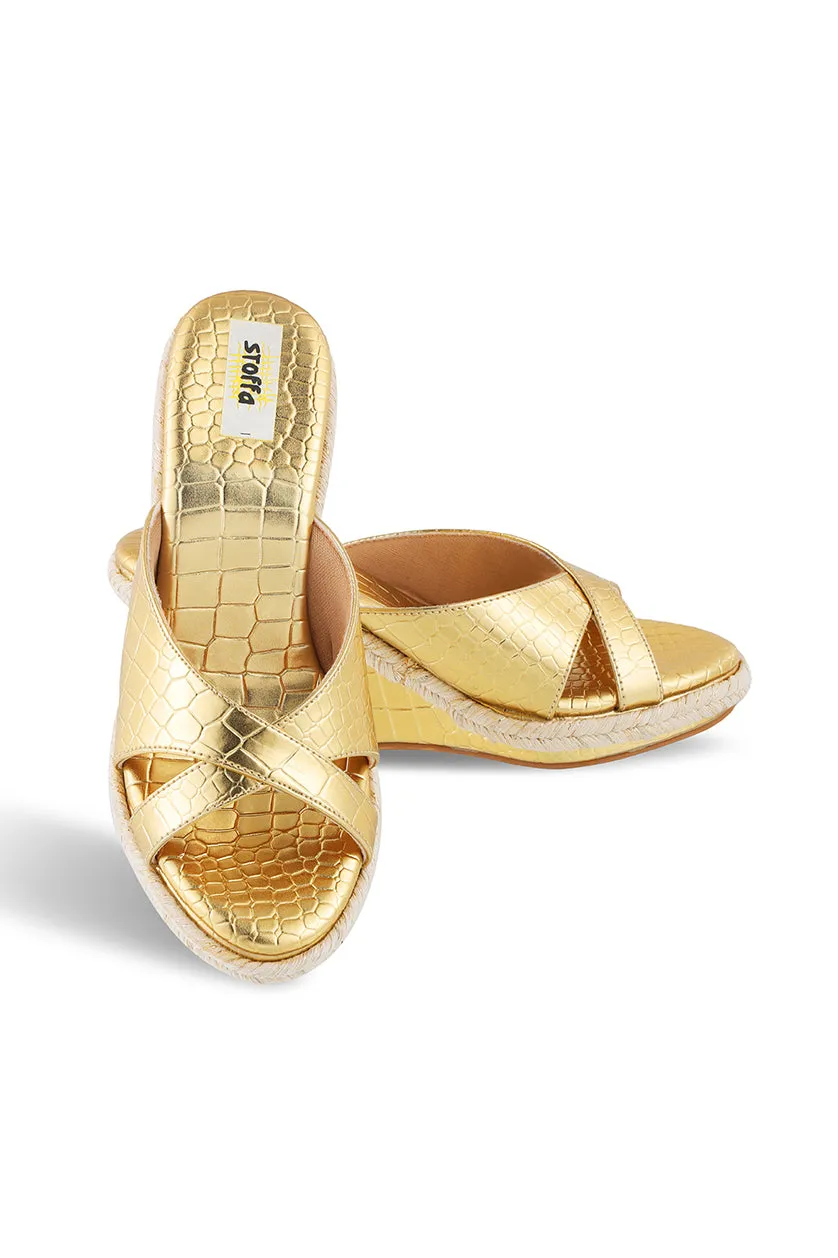 Skin Crossfront High Wedge Gold