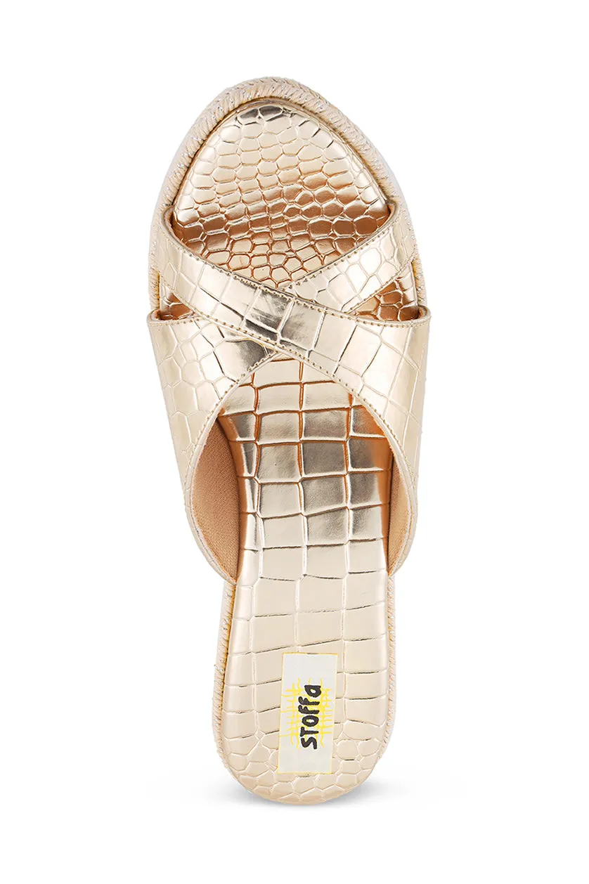 Skin Crossfront High Wedge Gold