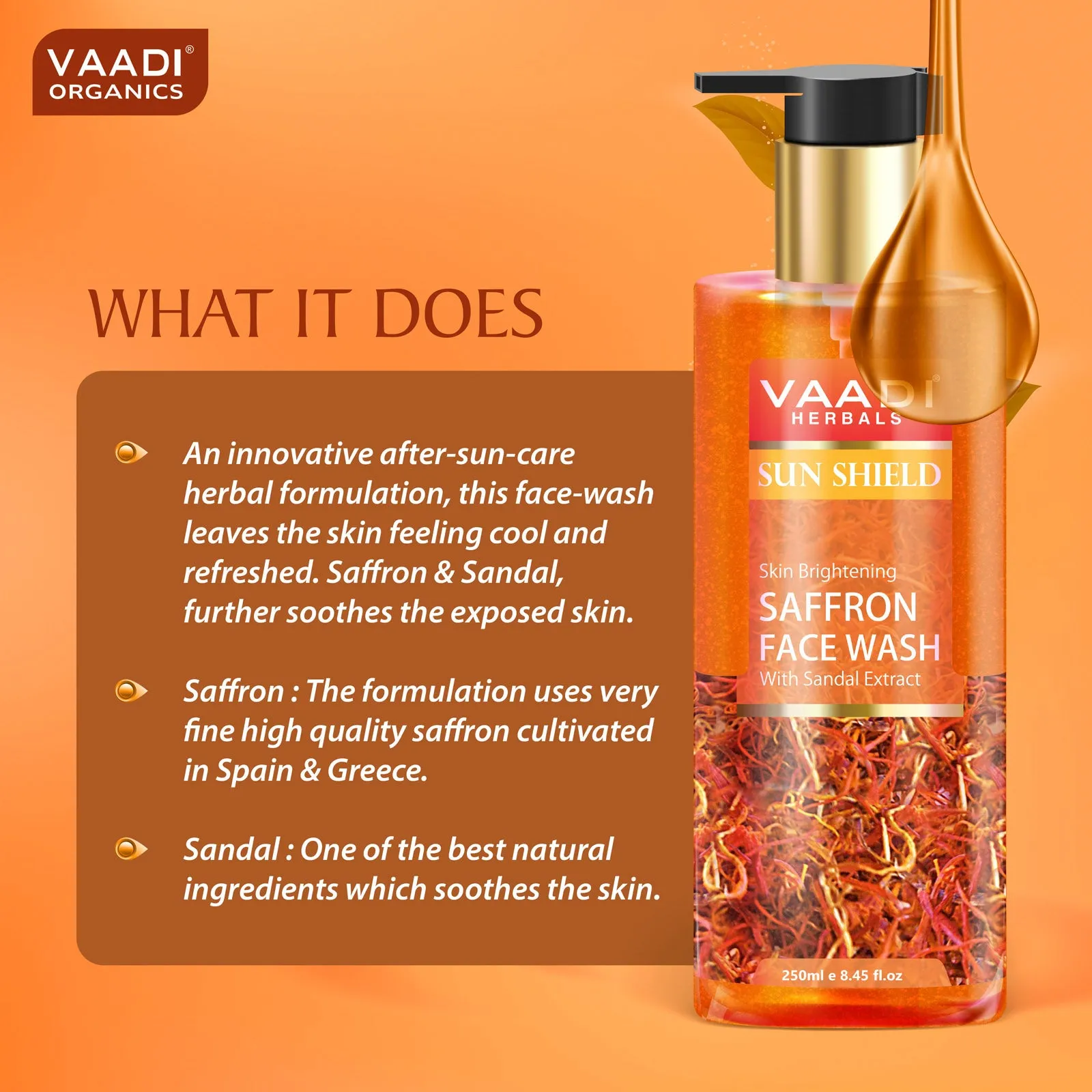 Skin Whitening Saffron Face Wash With Sandal Extract (250 ml)