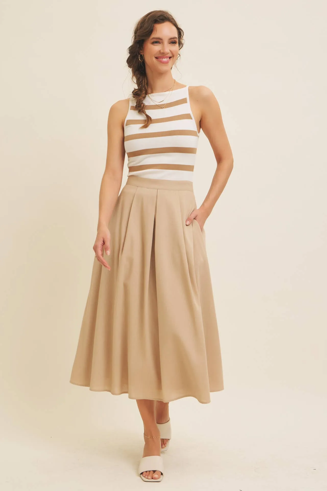 SOFT STRETCHY LIGHTWEIGHT STRIPE SWEATER TANK