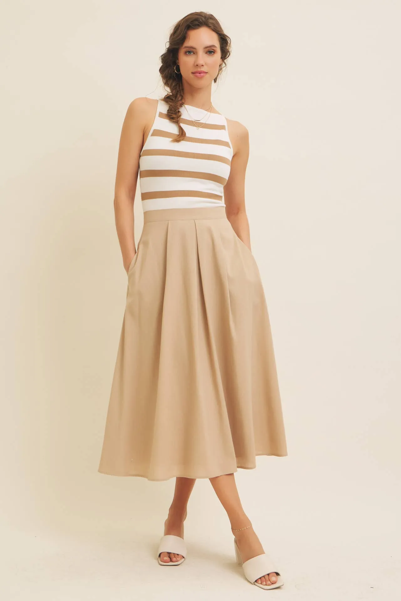 SOFT STRETCHY LIGHTWEIGHT STRIPE SWEATER TANK