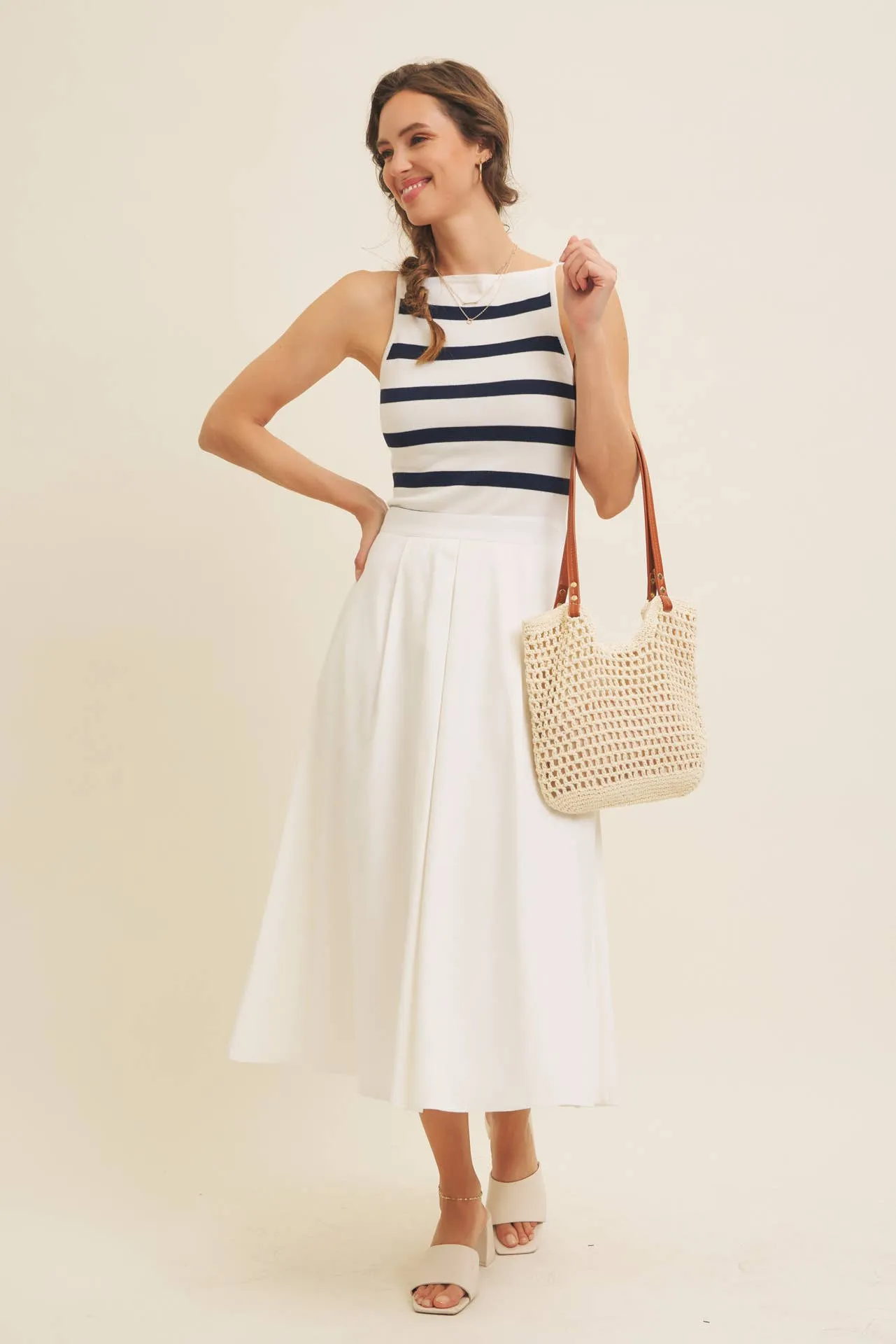 SOFT STRETCHY LIGHTWEIGHT STRIPE SWEATER TANK