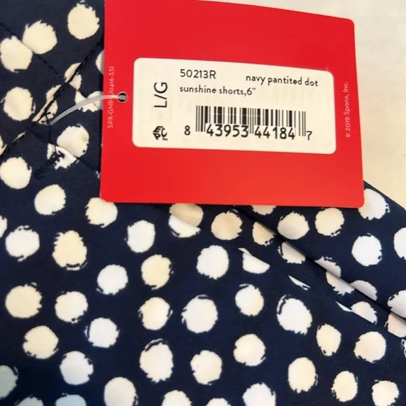 Spanx Large Shorts 6” Sunshine Shorts in Navy Painted Dot NWT
