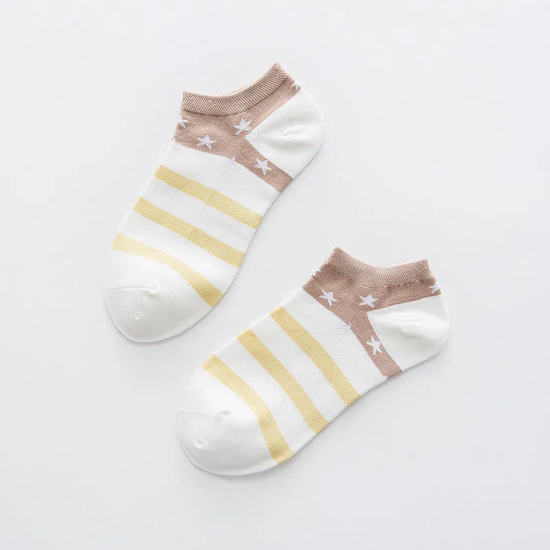 Star Stripe Breathable Low-cut Invisible Cotton Socks