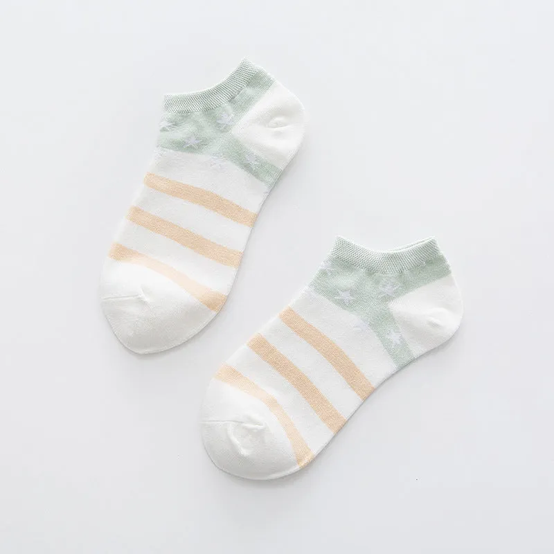 Star Stripe Breathable Low-cut Invisible Cotton Socks