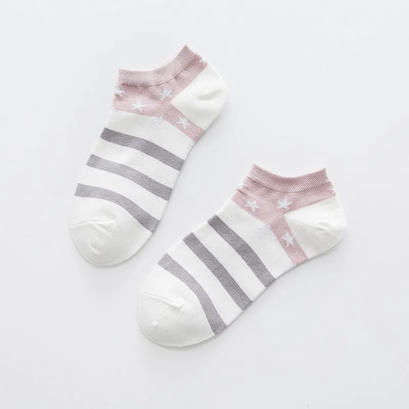 Star Stripe Breathable Low-cut Invisible Cotton Socks