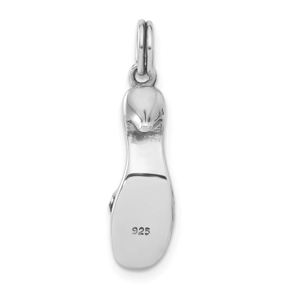 Sterling Silver Black Enamel & Marcasite Shoe Charm