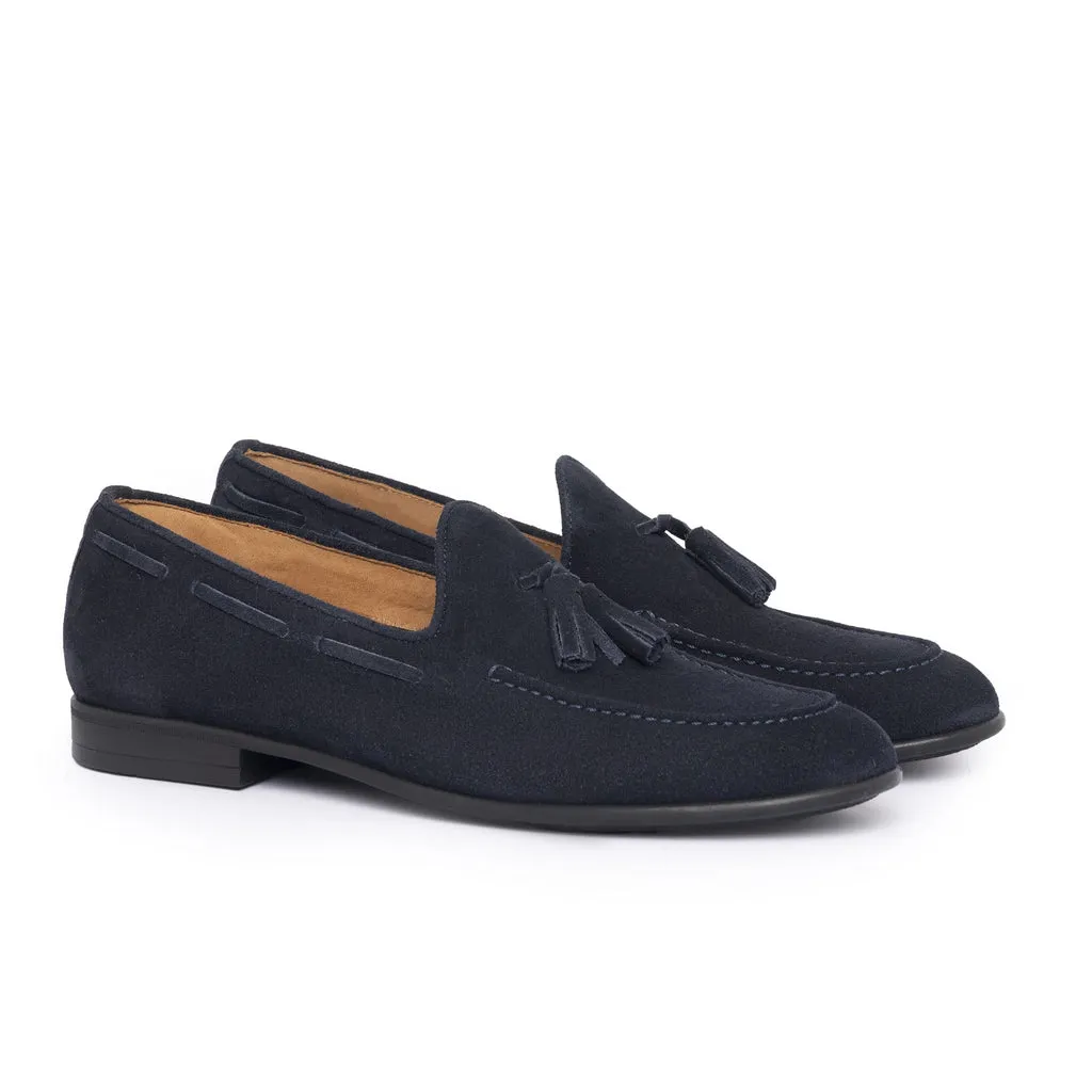 Suede Bow Loafers - Blue